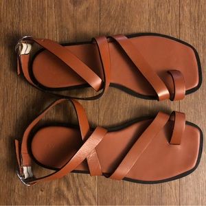 Everlane Italian Leather Wrap Sandals Brown